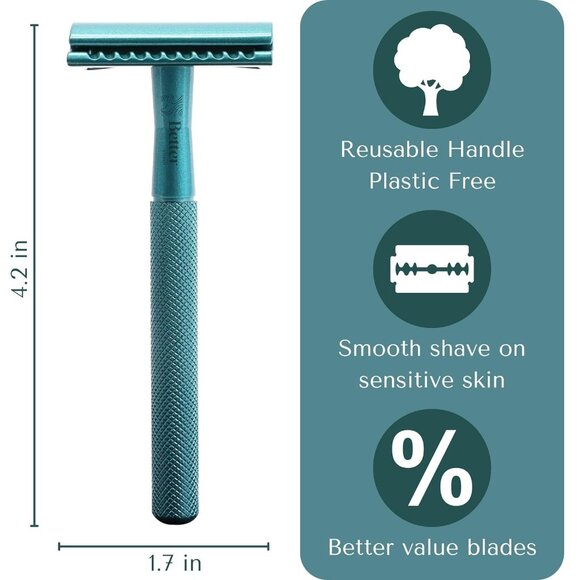 COPY - BNIB Bettershave Single Blade Reusable Razor Set - Atlantic Teal - Picture 3 of 7